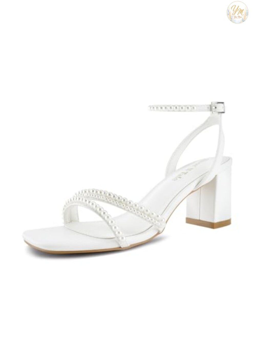 Strappy Heels for Women Square Toe Chunky Block Heels Ankle Buckle Heeled